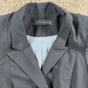 ZARA WOMAN Black Double Breasted Blazer Jacket medium business office classic